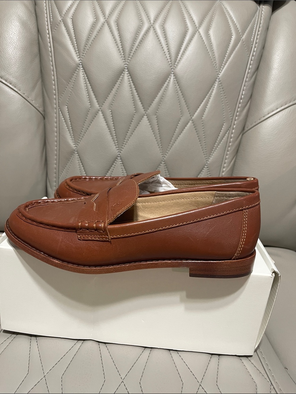 Lauren Ralph Lauren Leather Penny Loafers in Cognac - Picture 5 of 9